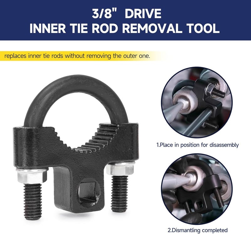 YZMLOL Inner Tie Rod Removal Tool,27-44mm Tie Rod End Hex Wrench Tool with 1/2" Drive and 3/8'' Low-Profile Inner Tie Rod U-Wrench Tool for Most Vehicles Inner Tie Rod Removal and Installation. - Image 2
